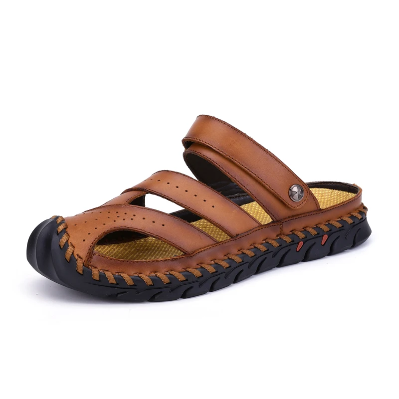 Новинка мягкие мужские сандалии из натуральной кожи классическая удобная