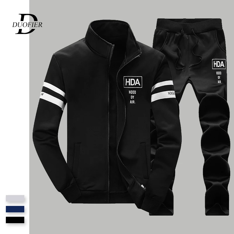 2019 осенние мужские комплекты Повседневный однотонный зауженный крой принт с