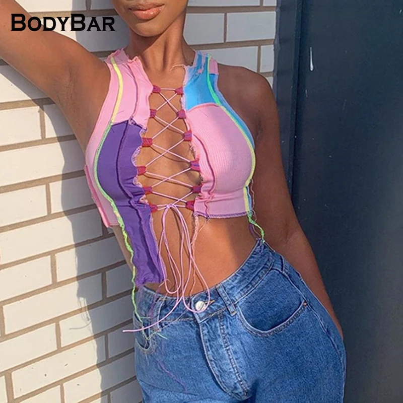 

Женский укороченный топ с вырезами, соблазнительная Клубная одежда с вырезами, летняя майка в рубчик, короткая Клубная одежда, Дамская комб...