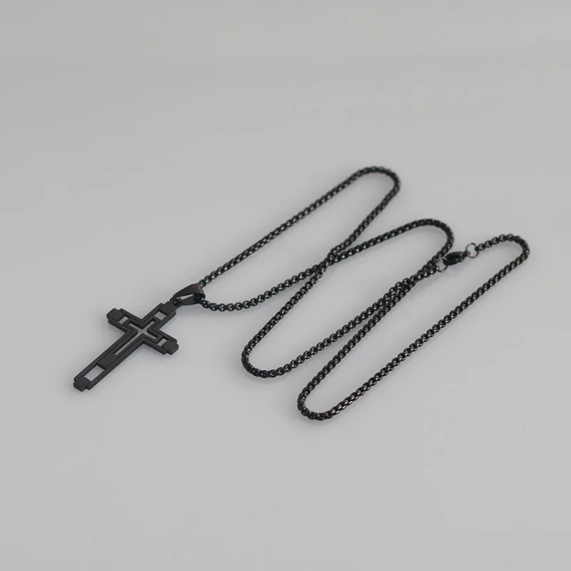 Ожерелье с подвеской в виде Креста Иисуса из нержавеющей стали Двухслойное