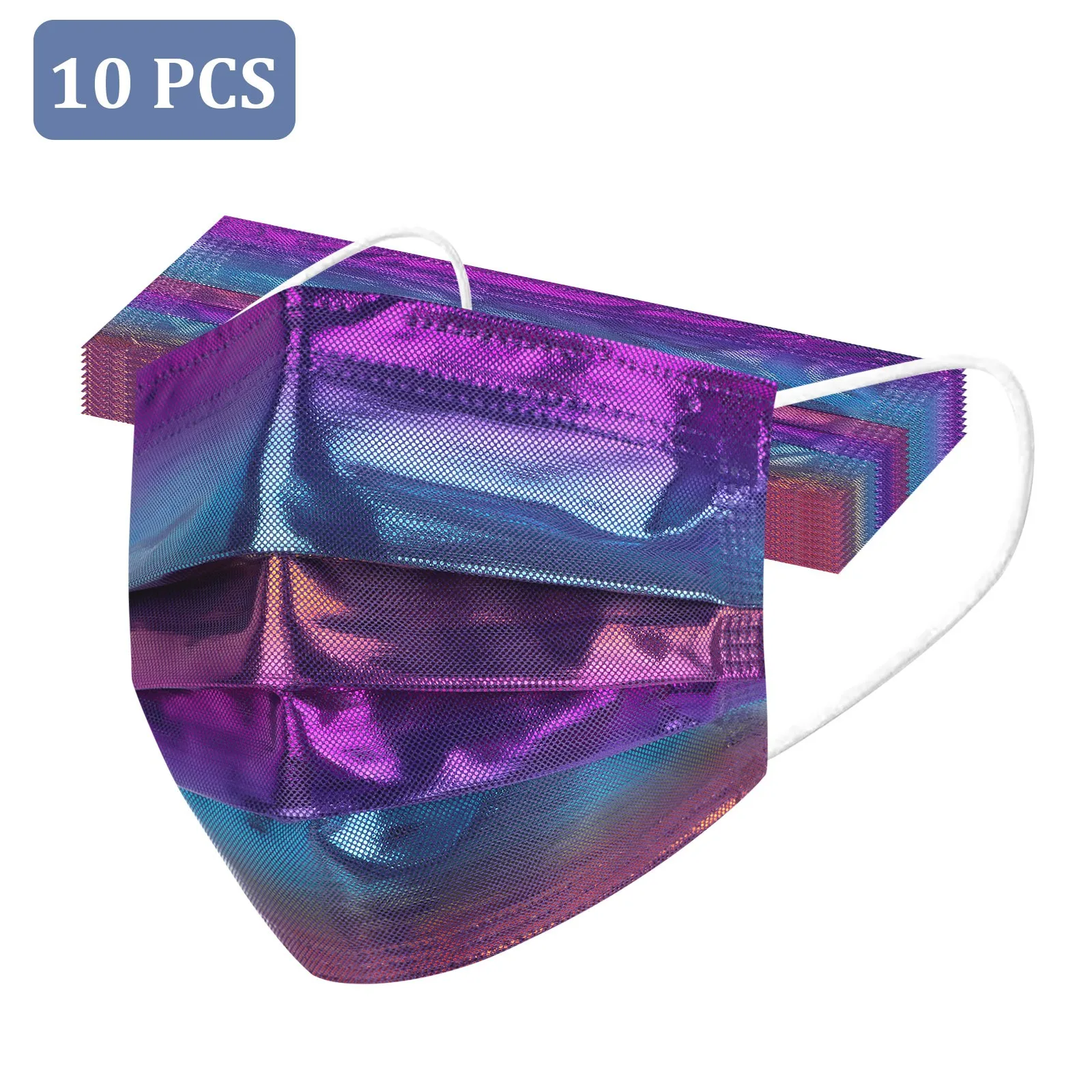 10 шт. одноразовая маска для взрослых бронзовая Светоотражающая трехслойная с