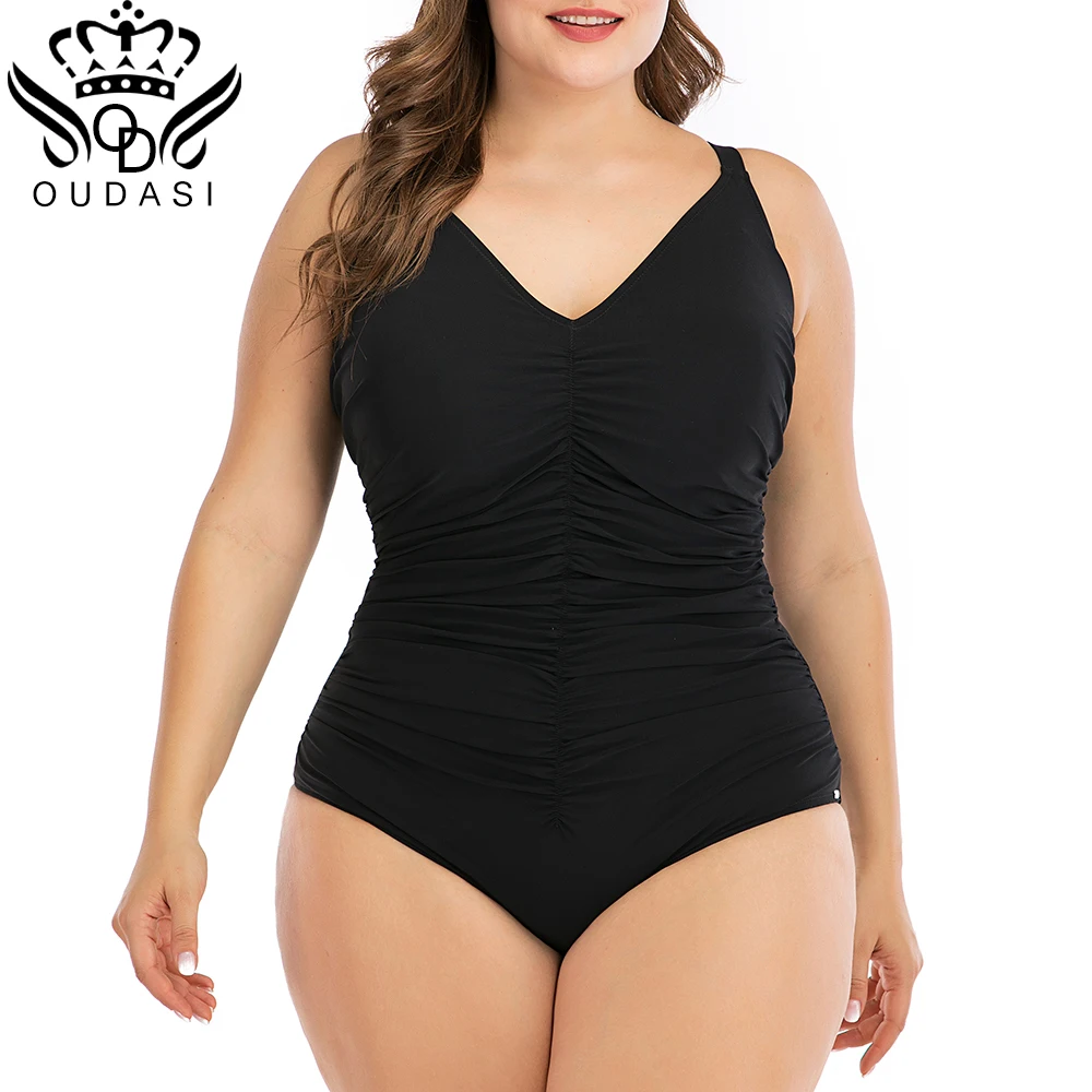 купальник Женский купальный костюм размера плюс s женский Цельный с оборками в