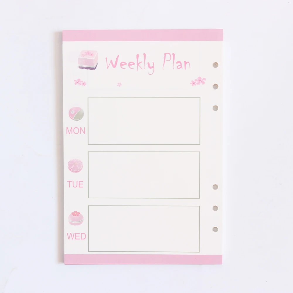 weekly planner Domikee cute 6 отверстий заправка внутренний бумажный сердечник для спирального Биндера планировщик записные книжки: список, еженедельный ежемесячный планировщик, линия, сетка A5A6 - Цвет: weekly planner