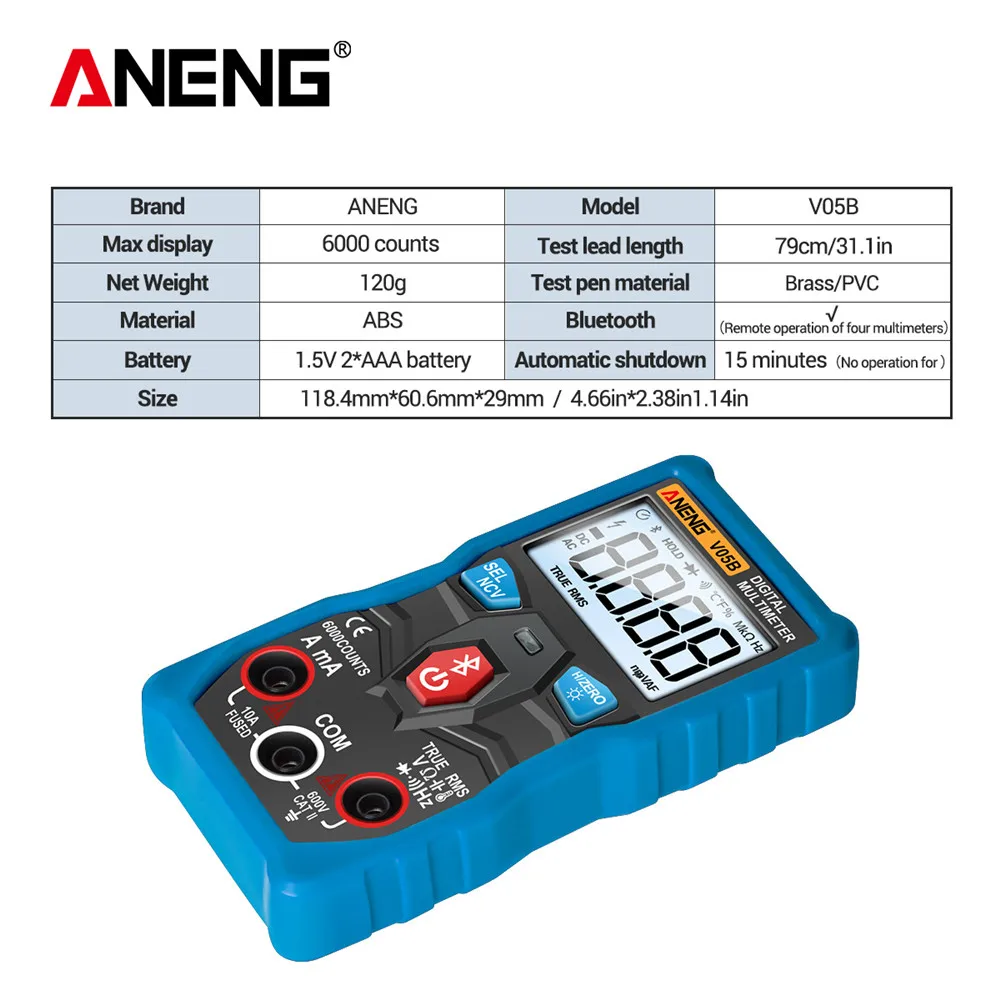 ANENG V05B цифровой 6000 отсчетов Профессиональный аналоговый мультиметр AC/DC токи