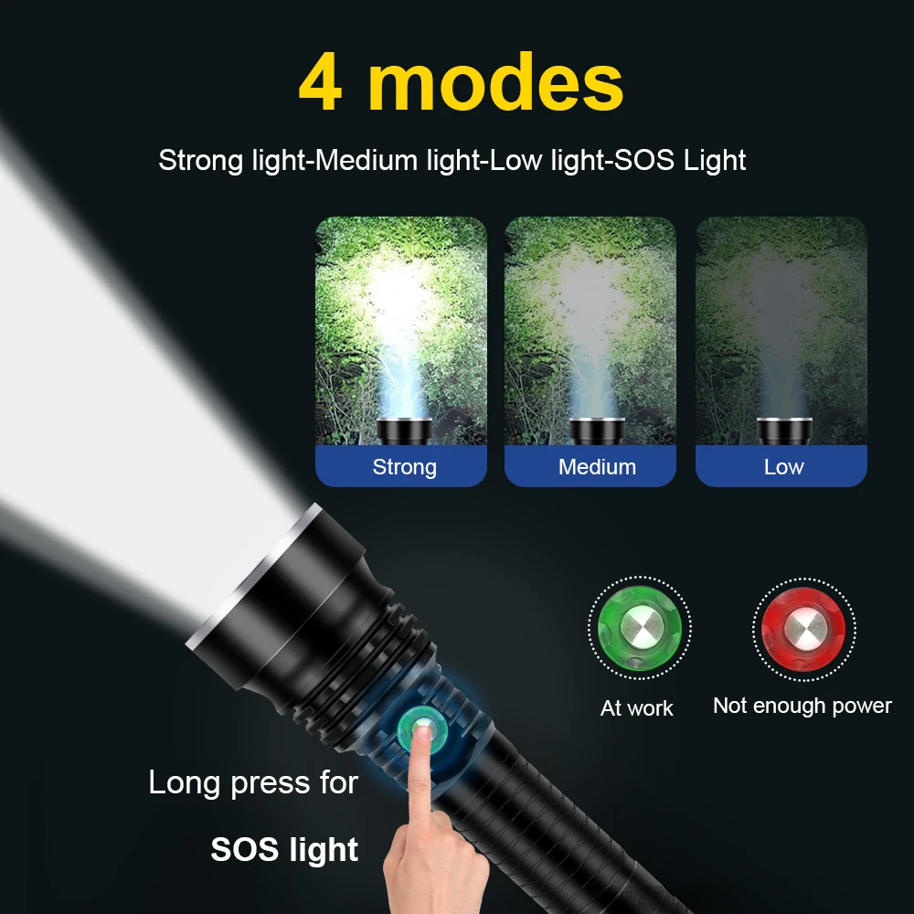 Перезаряжаемый мощный фонарь для дайвинга led xhp90 вспышка высокой мощности