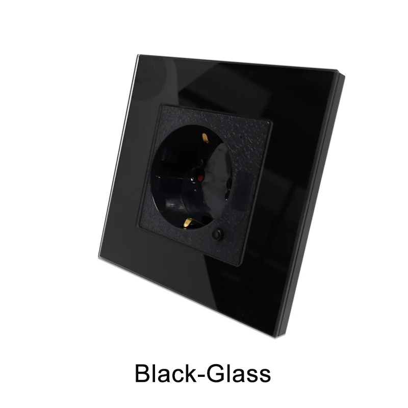 Black-Glass Tuya умная Wi-Fi настенная розетка 10A ЕС стандартная электрическая штепсельная розетка совместима с Amazon Alexa приложение Google Home - Комплект: Black-Glass