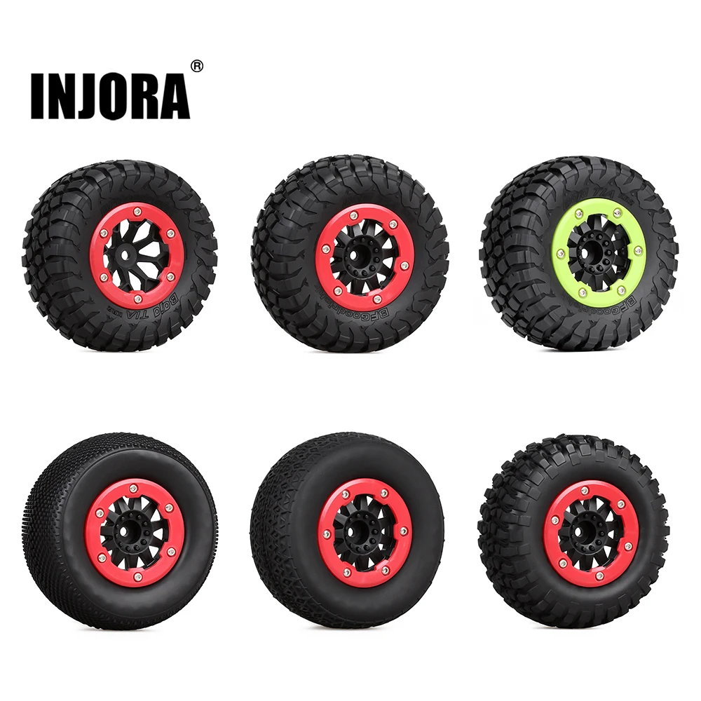 INJORA 4 шт. RC автомобиль Beadlock резиновые шины обода колеса Набор для 1/10 короткий курс