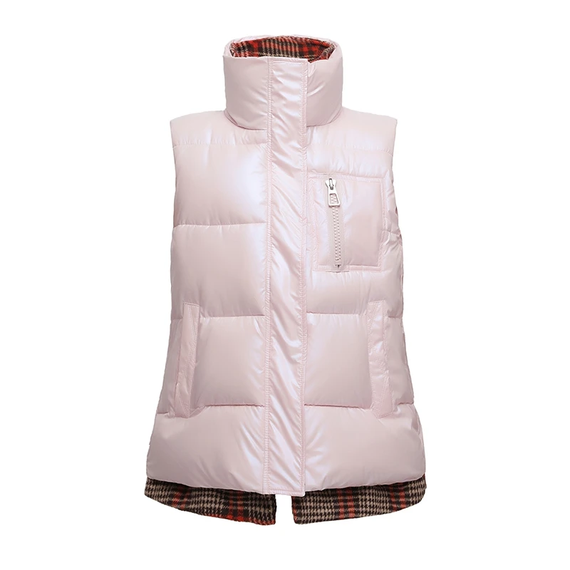 Осенне-зимний Новый стеганый хлопковый жилет со стоячим воротником женский