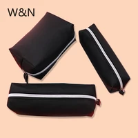new black pencil case for girls boys student leather pencil case box cute big pen bag pouch school stationery cosmetic bag tools
