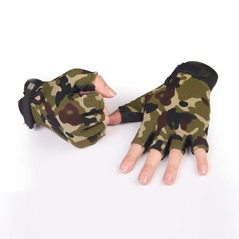 Камуфляж Велоспорт перчатки Для мужчин противоскользящие тренажерный зал