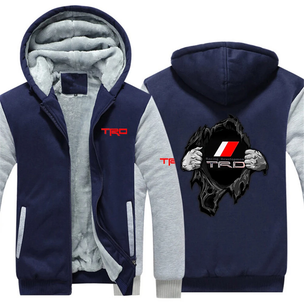 

2021Winter Toyota TRD Car Logo Hoodies Harajuku Zipper Thicken Fleece Jacket Sport College Male Cotton Casual Coat Warm Tops