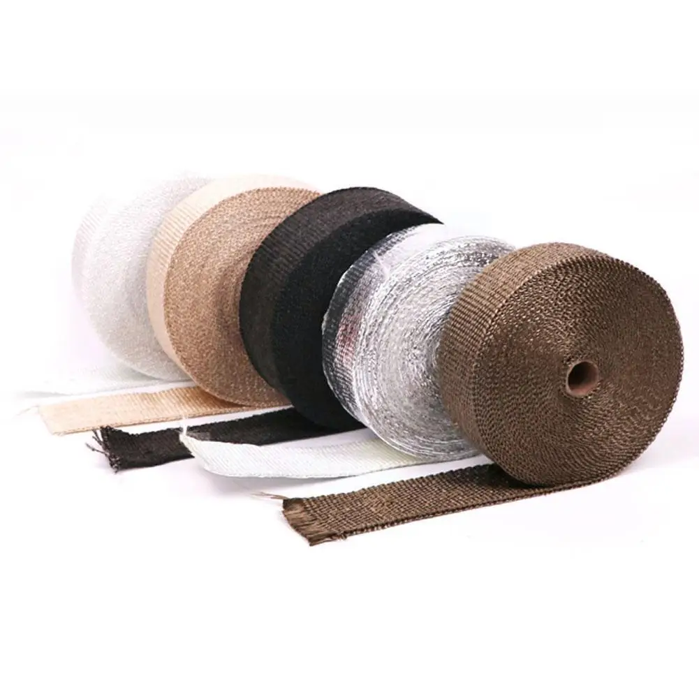 

Высококачественный 5 см * 5 м 10 м 15 м черный выхлопной тепловой оберточный рулон для мотоцикла Стекловолоконная Тепловая лента