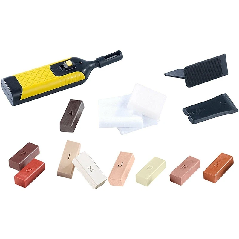 

19Pcs Laminate Repair Kit Wax System Floor Worktop Sturdy Case Chips Scratches