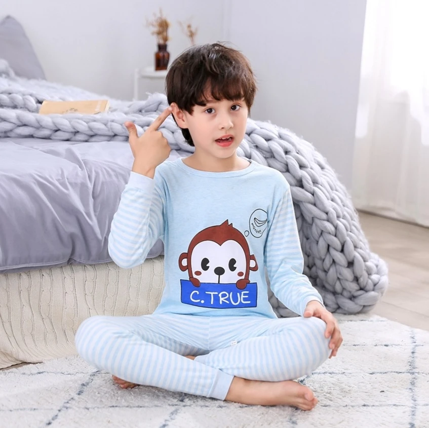 Детские пижамы для мальчиков хлопковая одежда Тоторо комплект штанов мультяшная