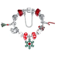 new christmas snowflake pendant bracelet red diy pandora charm christmas tree bracelet jewelry souvenir gift