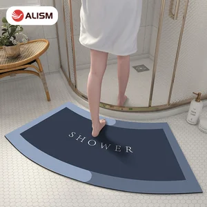 modern simplicity bath mats bathroom entrance door mat diatom mud arc fan shaped non slip water absorption floor rug carpet free global shipping