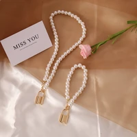 vintage baroque pearl lock chains necklace 2020 geometric pendant necklaces for women punk jewelry