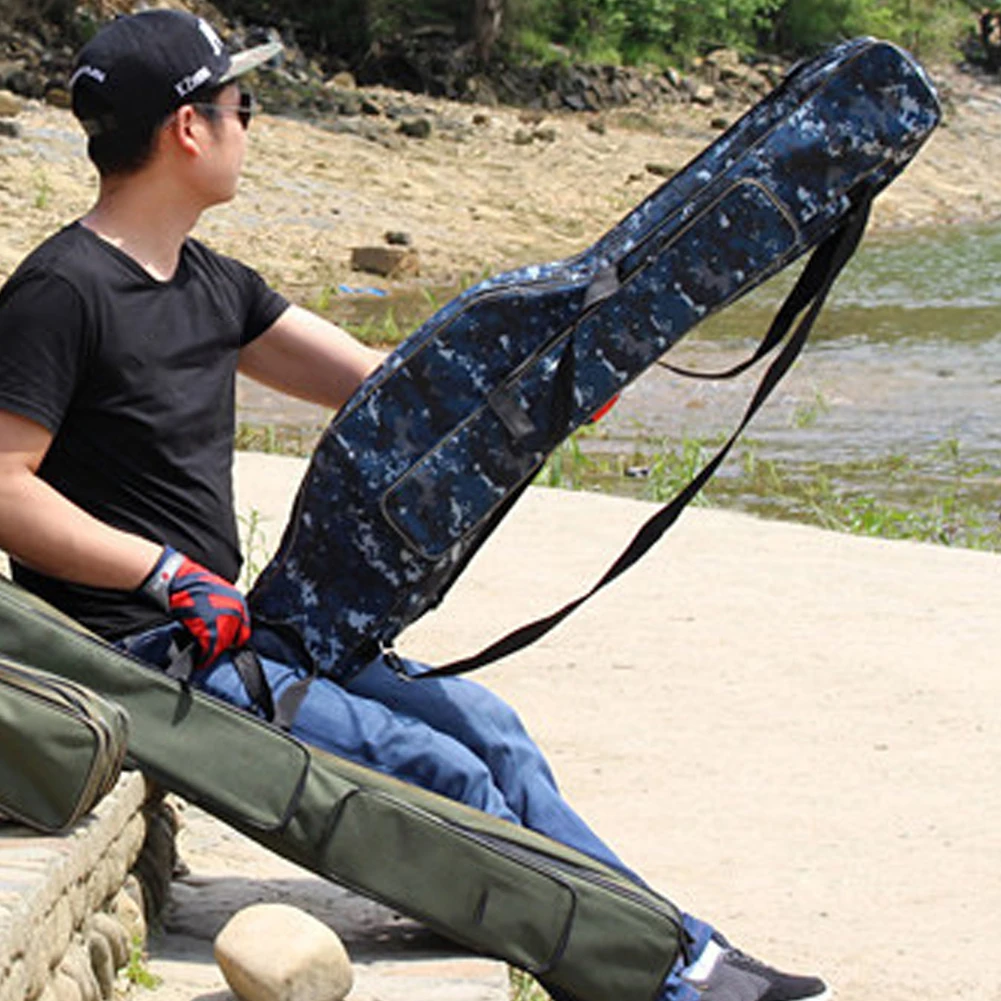 

Fishing Bag Fishing Rod Carrier Travel Case Pole Tools Storage Bag Double Layer Portable Canvas Fishing Gear Tackle Camouflage