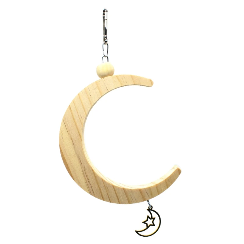 

Parrot Swing Perch Stand Toy Moon Shape Hanging Hammock Bell Bird Grinding Stick