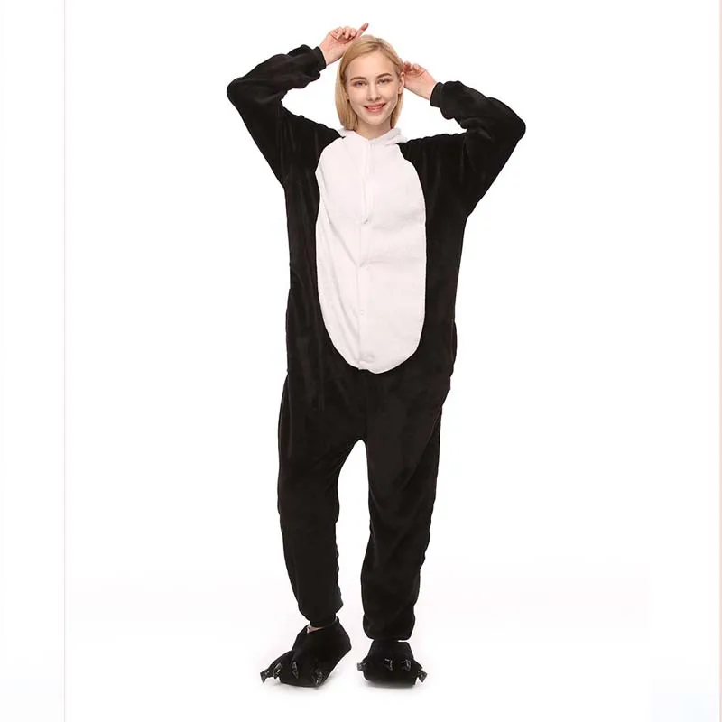 Cute Cartoon Animal Panda Pajamas Winter Flannel Warm One-Piece Pajamas Adult Unisex Cosplay Onesies Christmas Halloween Costume