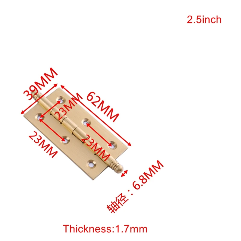 Декоративные цельные латунные петли для шкафа двери стыковые мебели 2 дюйма/2 5