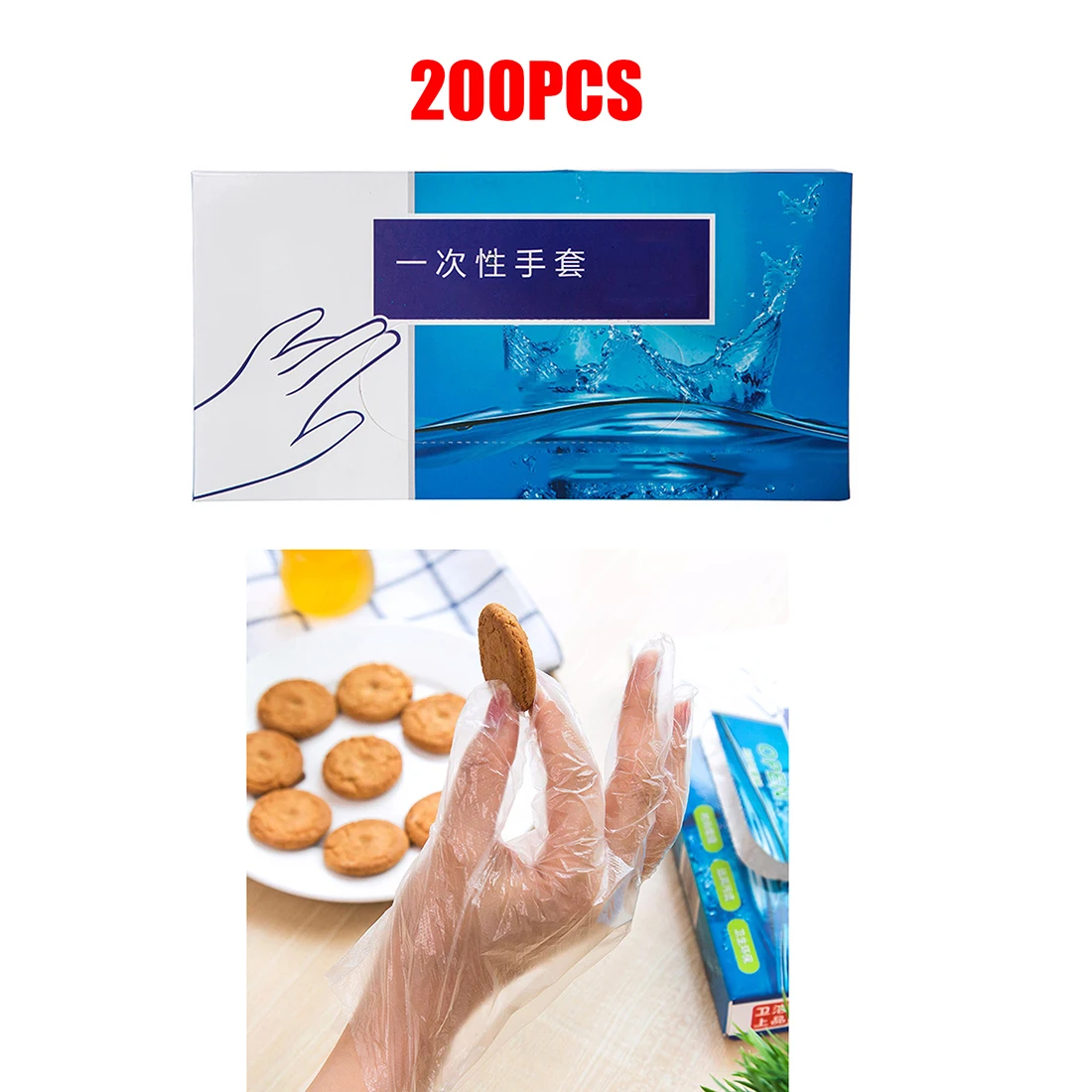 200 шт пластиковые прозрачные перчатки для очистки пищевых продуктов питание