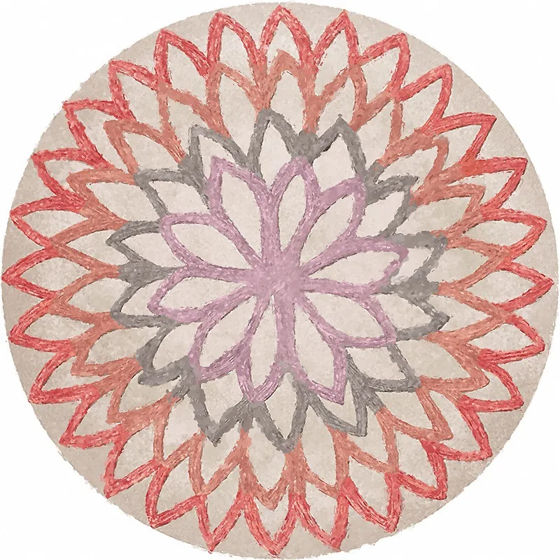 

Fashion simple Nordic abstract geometry flower orange blue round bedroom living room carpet customization