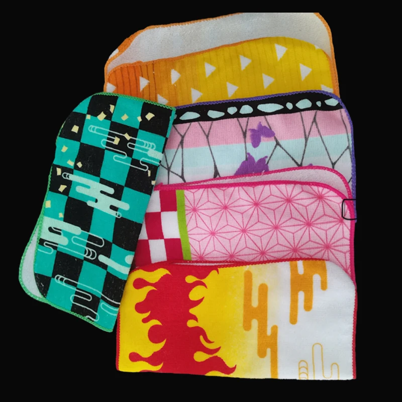 Anime Cosplay Demon Slayer Face New Pure Cotton Towel Kids Unisex Cotton Bath Towel Square Scarf for Children Accessories