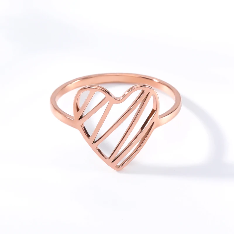 Женское кольцо с открытым сердцем из нержавеющей стали|Кольца| |