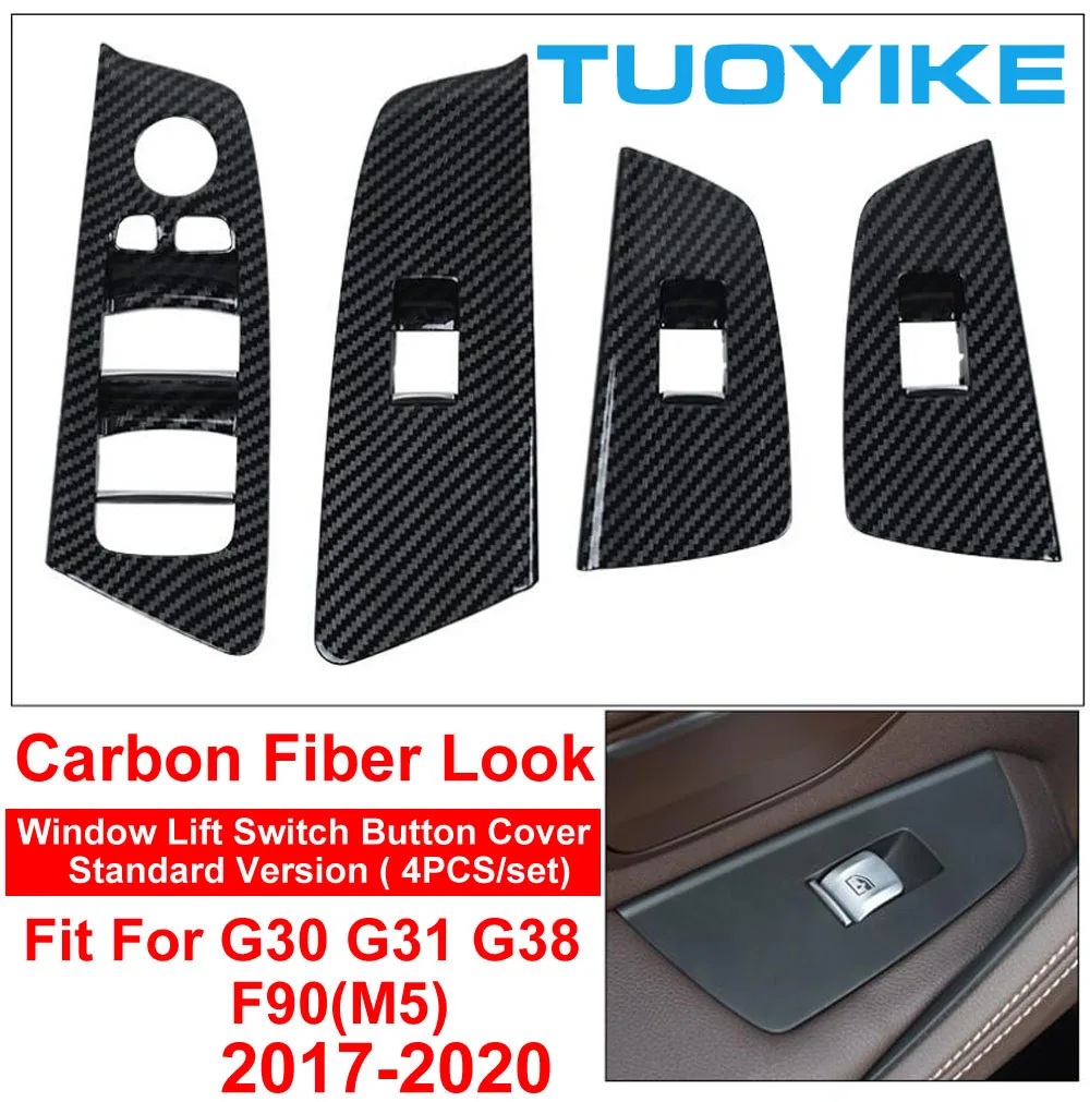 

Автомобиль из углеродного волокна вид интерьера окна лифт кнопка включения крышка панель отделка для BMW 5-series G30 G31 G38 M5 F90 525 528 530 540 Li