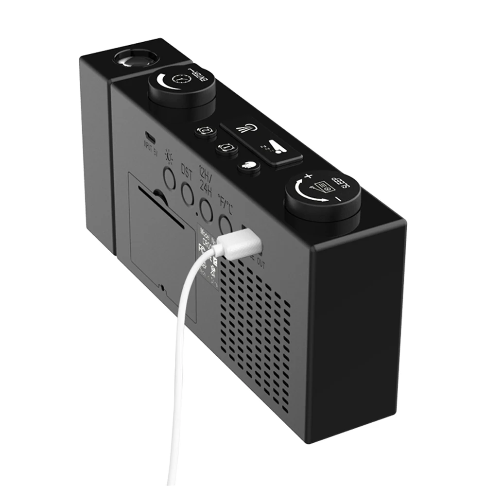 Digital Alarm Clock FM Projection Radio Alarm Clock with Snooze Thermometer Table Clock USB/Batterys Powers Supplys LEDs Alarm