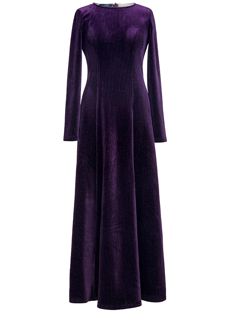 

High Quality Velvet Winter Jacquard Long Dress Warm Fur Evening Ball Gown Party Evening Dresses Luxury DZ2627