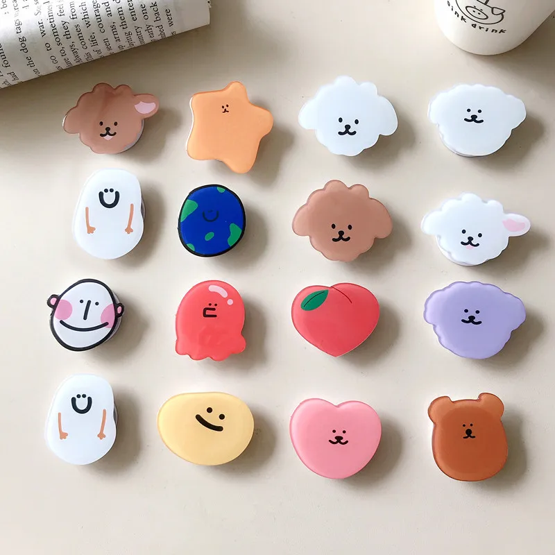 new hot selling universal cute cartoon foldable mobile phone finger ring bracket handle extend bracket accessories for iphone free global shipping