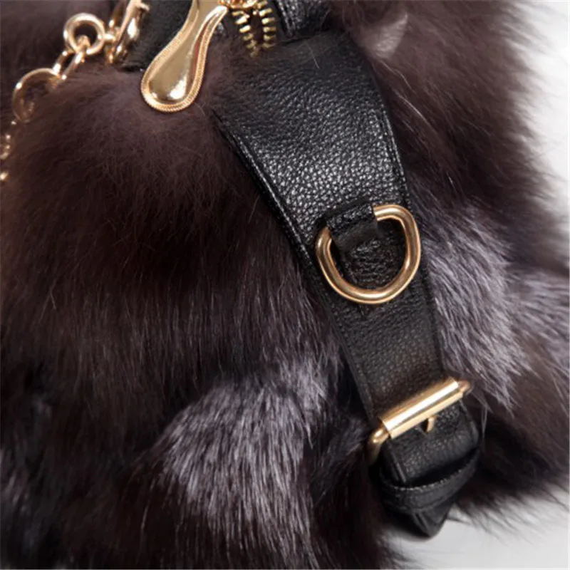 

2019 Hot New Fashion Fur Ladies Fox Fur Bag Large-Capacity Chain Bag Ladies Go Out Warm Big Fox Fur Bag.