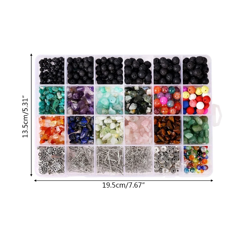 

1 Set Natural Irregular Gemstones Beads Kit with Spacer Beads Jump Rings Ear Hooks Charms Pendant for DIY Jewelry Making