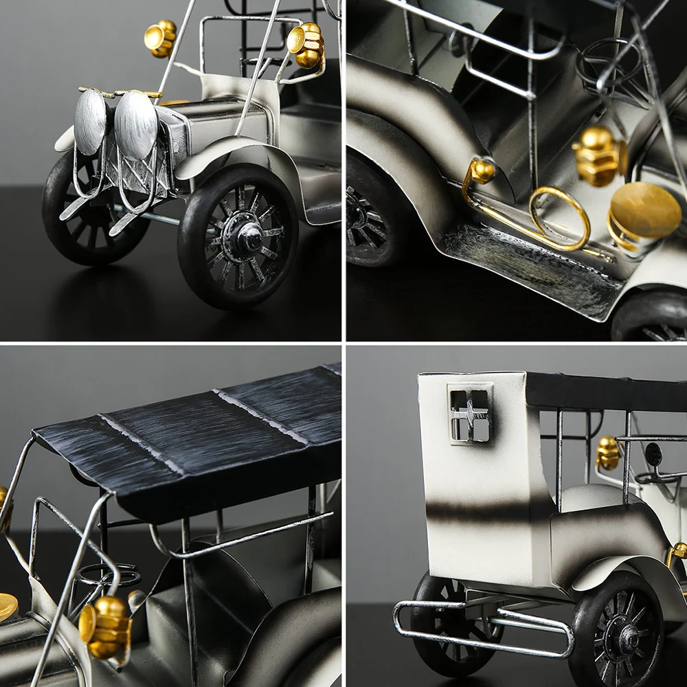 

Car Model Retro Modern Home Decoration Metal Iron Crafts Living Room Study Office Desktop Decor Lucky Charm Feng Shui Ornaments