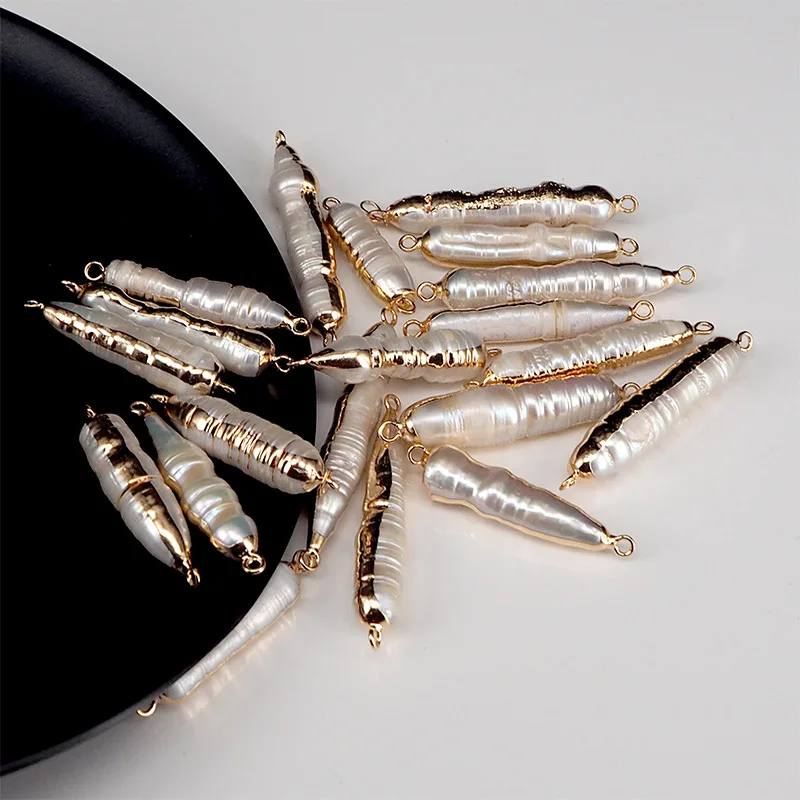 Естественный неправильной формы ленты жемчужные Позолоченные Двойной заячьи