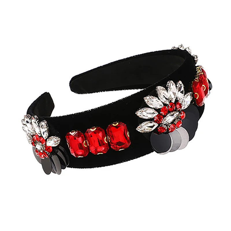 

ZHINI 2021 красные хрустальные повязки для женщин Роскошные блестящие стразы повязки для волос Свадебные аксессуары для волос эффектные ювелирные изделия в подарок