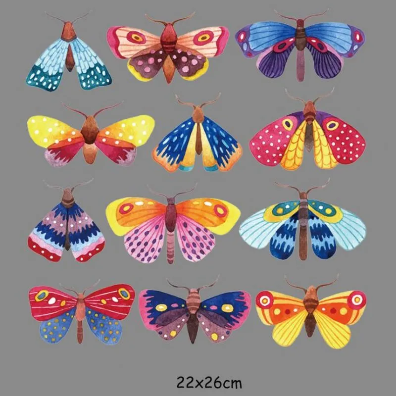

22x26cm Colorful Butterfly Animal Iron On Patches For DIY Heat Transfer Clothes T-Shirt Thermal Stickers Decoration Printing