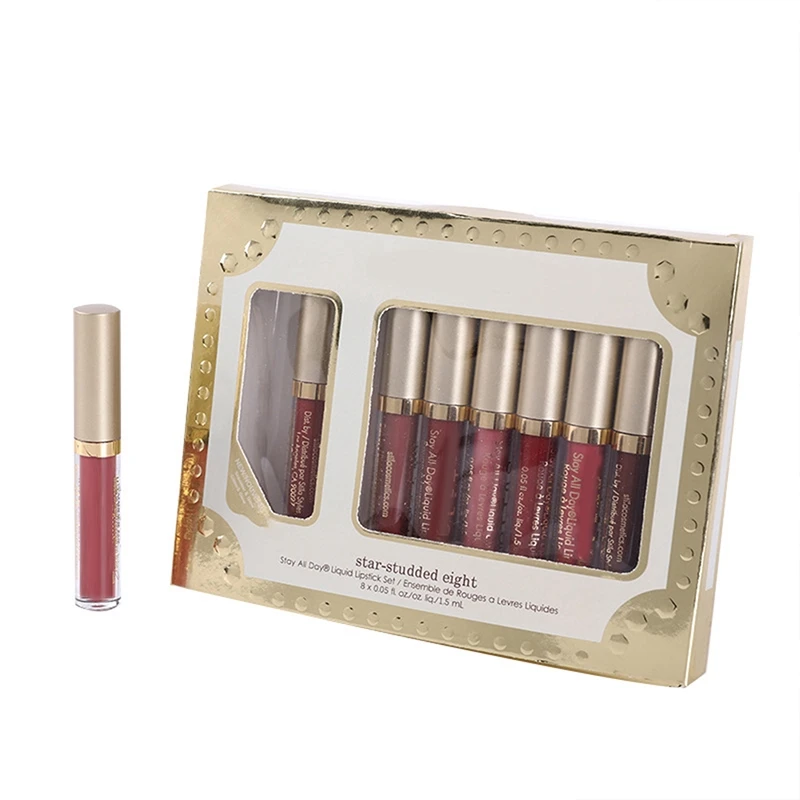 Набор матовых блесков для губ 8 шт./компл. жидкая помада водостойкая длинная