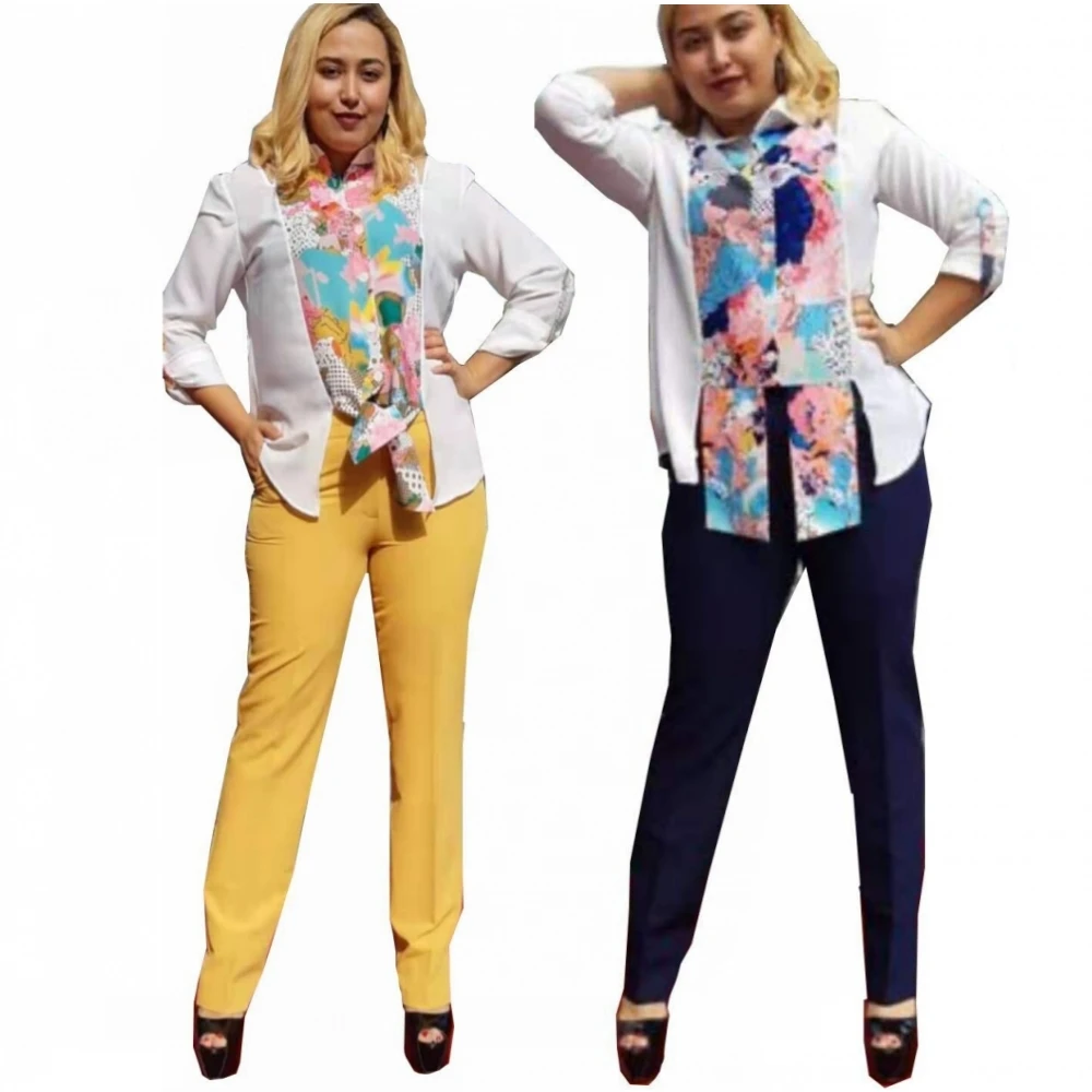 

Комплект из 2 предметов, африканские комплекты для женщин, Новый Африканский принт, эластичные базиновые мешковатые брюки, рок-стиль, Дашики с длинным рукавом, известный женский костюм