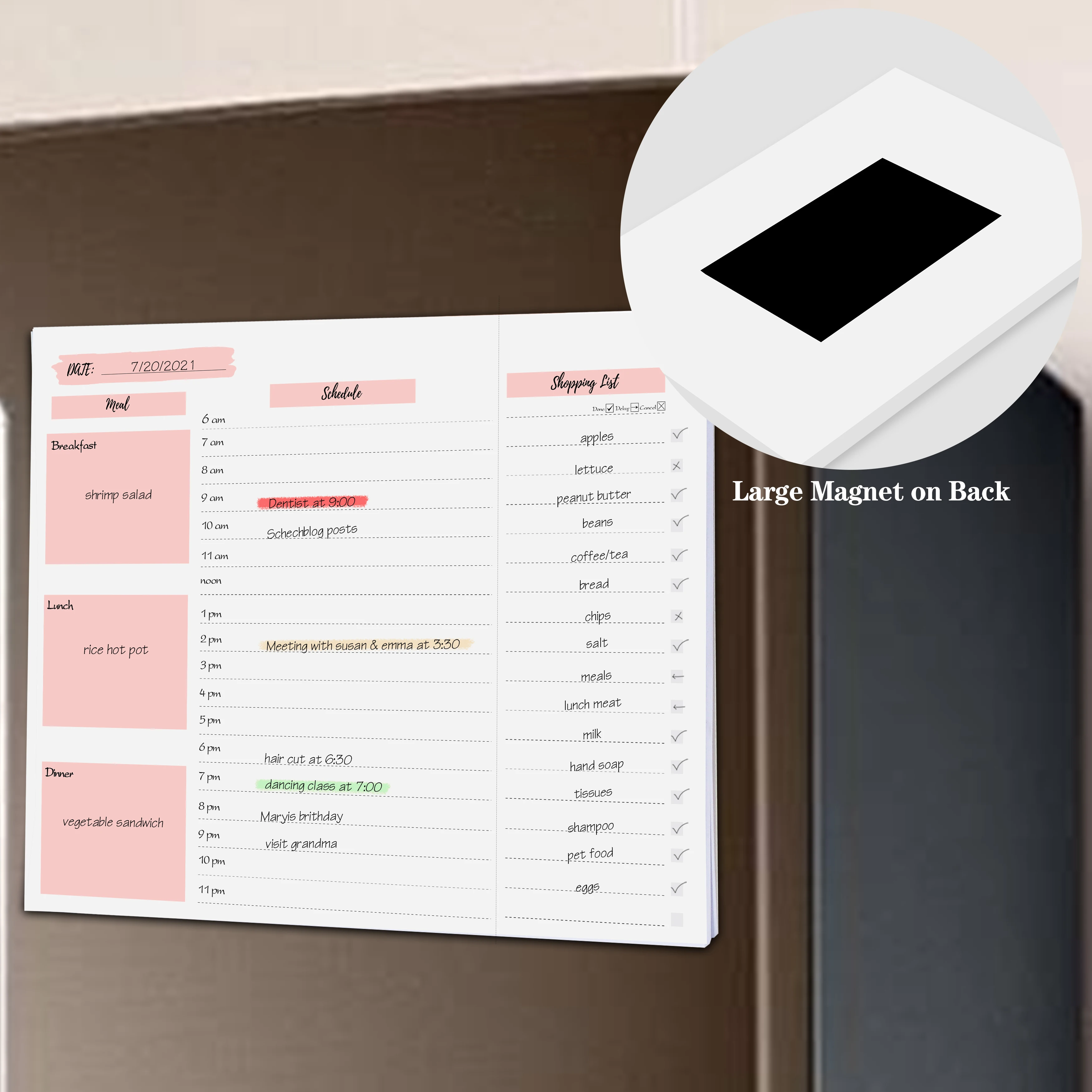 Ежедневник для еды с ежечасным графиком список продуктов магнитные блокноты на