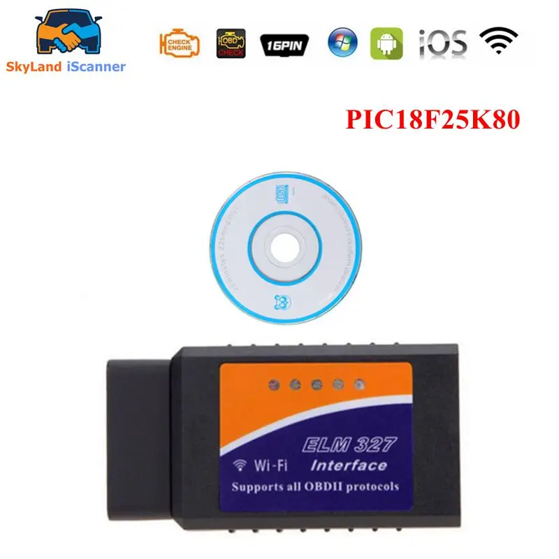 

PIC18F25K80 ELM327 WIFI V1.5 OBD2 Scanner support Android/iOS/Windows Auto Car Scan Tool WLM 327 for Car OBD 2 Diagnostic Tools
