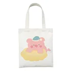 Женская Холщовая Сумка с милым медведем и персиком, повседневный вместительный саквояж на плечо с мультяшным принтом в стиле Харадзюку