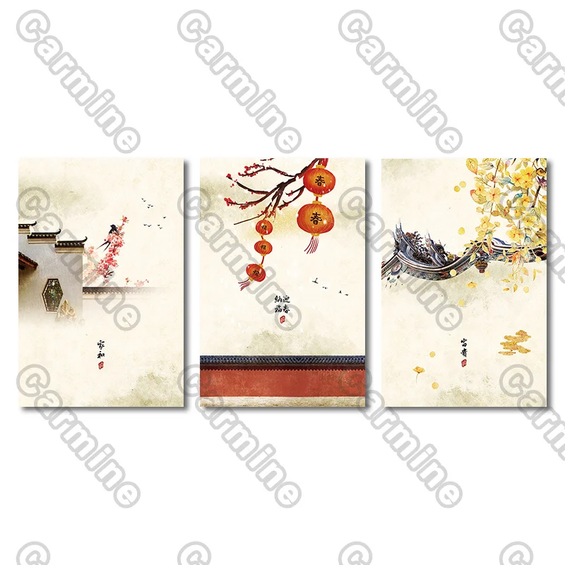 

Poster Black Eaves Sophora Japonica Landscape Canvas Painting and Prints Wall Art Pictures Decoration for Living Room 3Pcs