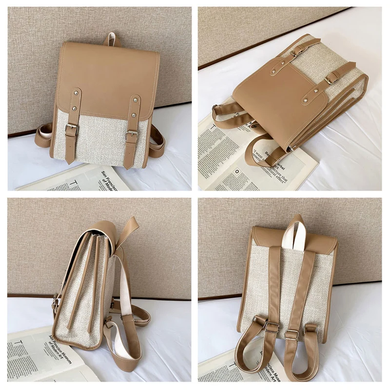 

Beibaobao New Brand 2021 Women's Backpacks Pu Leather Fashion School Bags Double Belt Backpack Girls Daypack Student Bag Ladies