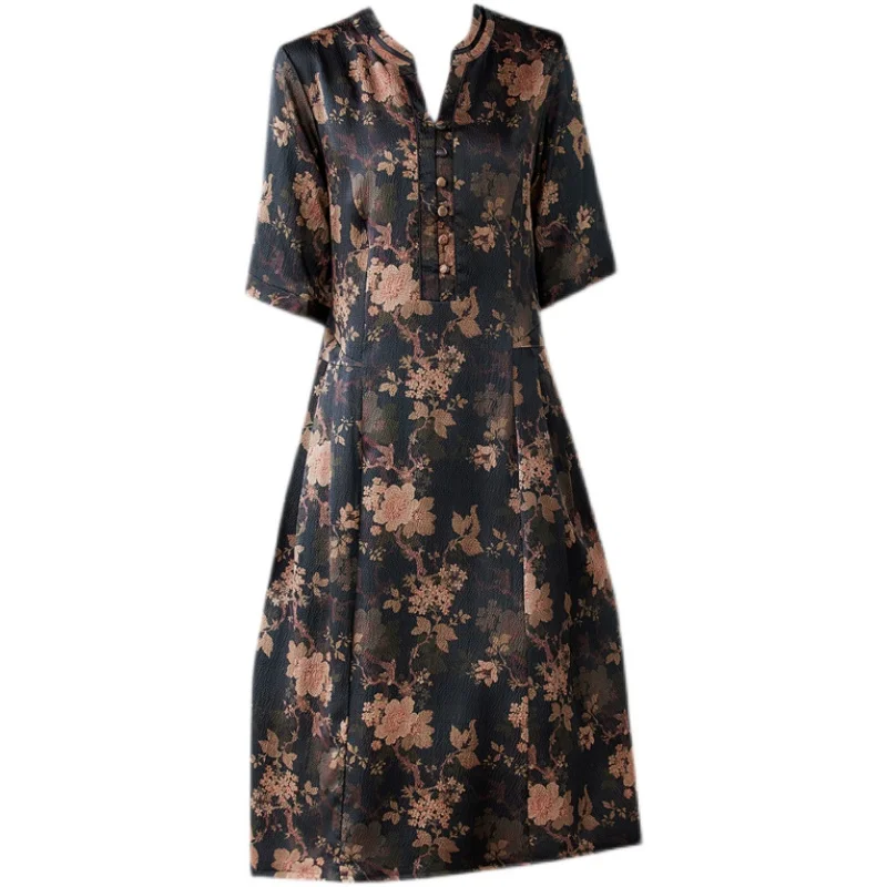 

COIGARSAM 4XL Plus Size Women dress New Summer Pearl Dresses Red Black 0835