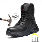 Ботинки мужские тактические со стальным носком, защитные армейские ботинки в стиле милитари для активного отдыха, кожаная обувь для походов и пешего туризма