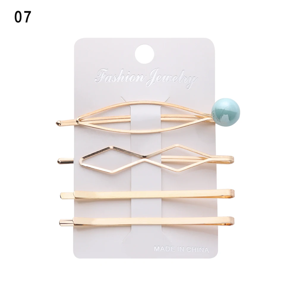 7 3PCS/Set Fashion Pearls Acetate Geometric Hair Clips For Women Girls Headband Sweet Hairpins Barrettes Hair Accessories Set - Цвет: 7