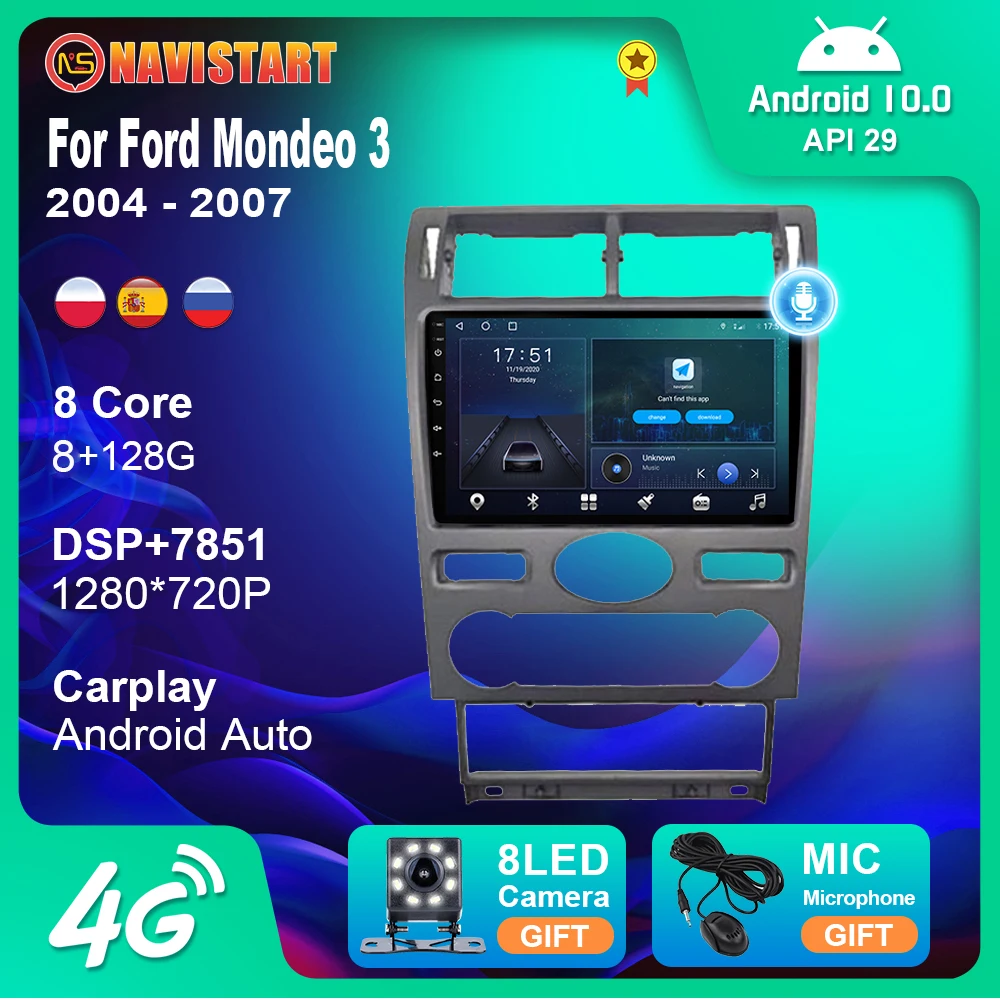 

Автомагнитола NAVISTART, 2 Din, Android, для Ford Mondeo 3 2004-2007, GPS, мультимедийный стереоприемник, Автомобильный плеер, навигация Carplay